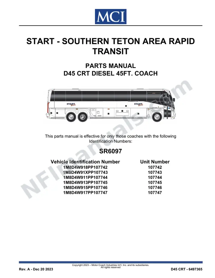 SR6097 Parts Manual, START - Southern Teton Area Rapid Transit first-page preview