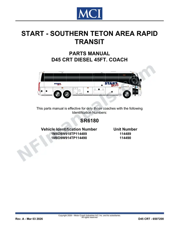 SR6180 Parts Manual, START - Southern Teton Area Rapid Transit first-page preview
