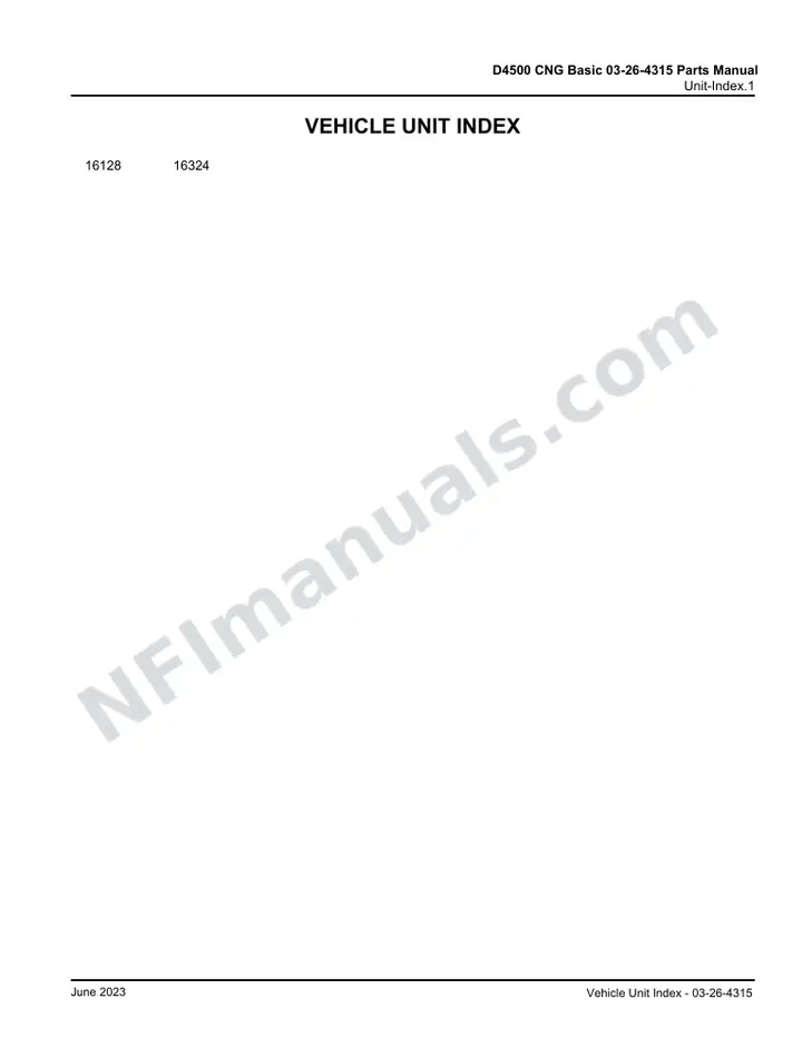 D4500 CNG Basic 03-26-4315B Parts Manual, 2021 for Units 16128, 16324 first-page preview