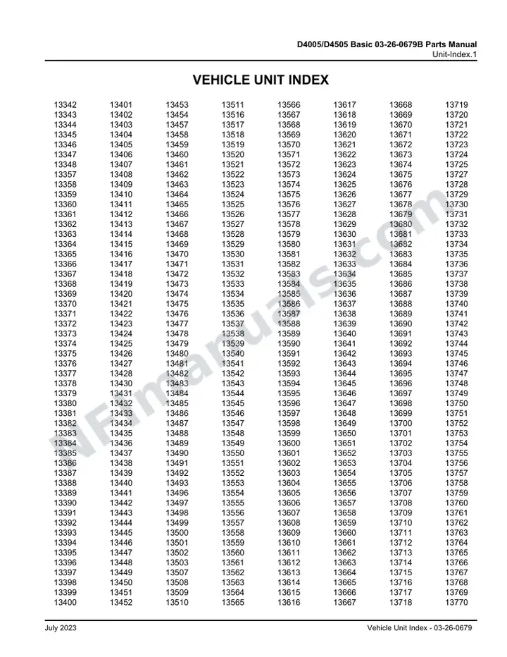 D4005/D4505 Basic 03-26-0679B Parts Manual, 2014 for Units 13342-14188 first-page preview