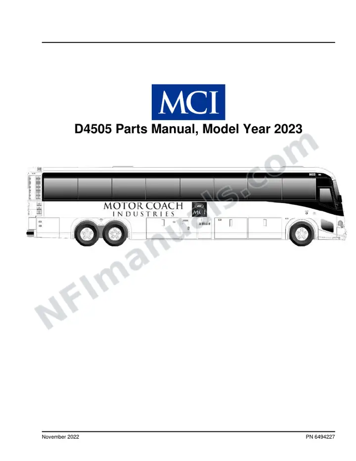 D4505 Model Year 2023, 6494227 Parts Manual, 2022 for Units 106266-106272, 106551 first-page preview