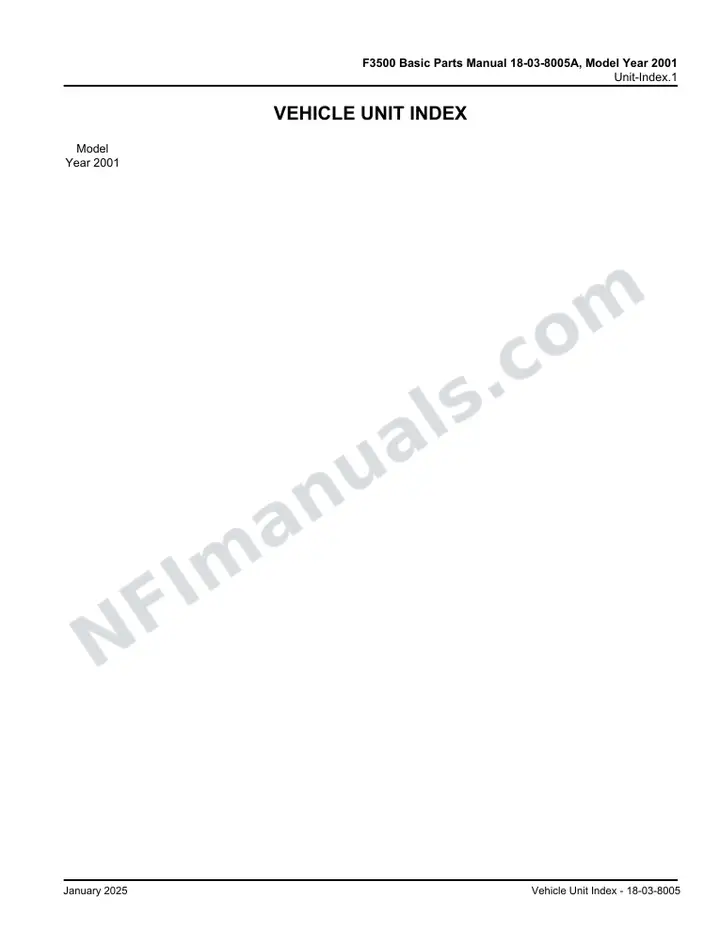 F3500 Basic Parts Manual 18-03-8005A, Model Year 2001 first-page preview