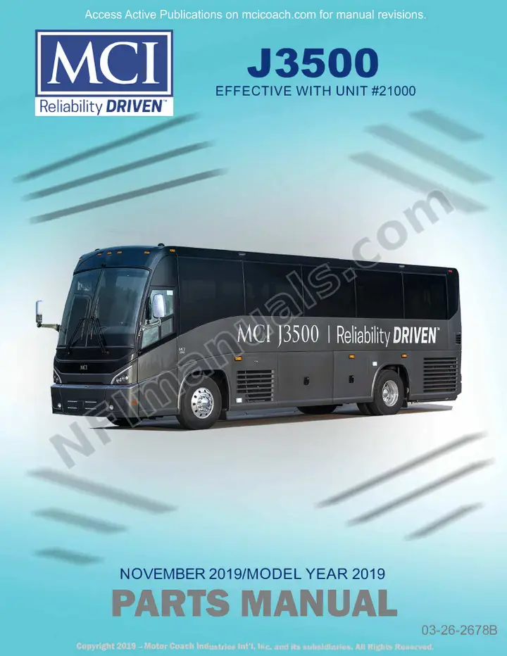 J3500 MODEL YEAR 2019 UPDATE_03-26-2678 Parts Manual, 2019 for Units 21000-21010 first-page preview