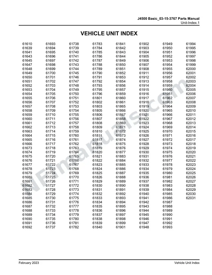J4500 Basic_03-15-3767 Parts Manual, 2001 for Units 61610-62031 first-page preview