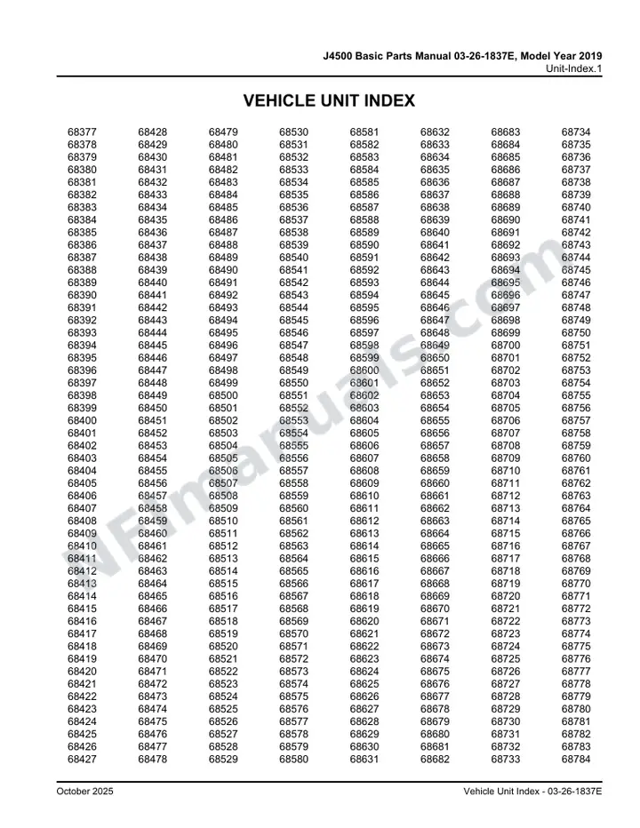 J4500 Basic Parts Manual 03-26-1837E, Model Year 2019 first-page preview
