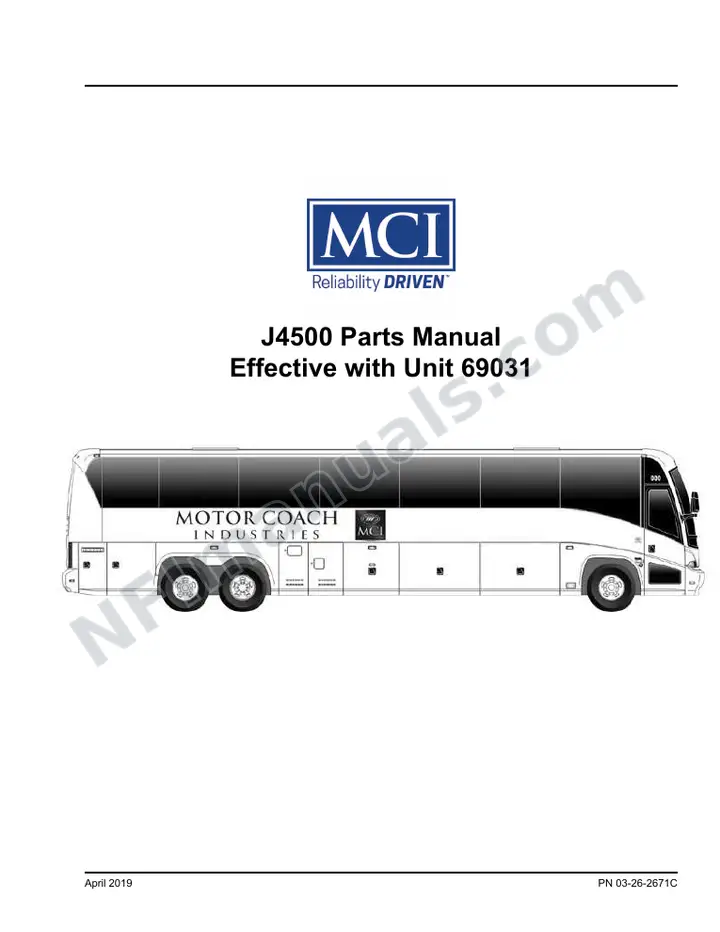 J4500 J-COACH 2019 MODEL YEAR_03-26-2671C Parts Manual, 2019 for Units 69031-69041 first-page preview