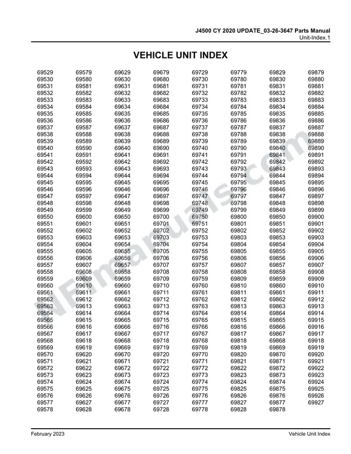 J4500 CY 2020 UPDATE_03-26-3647 Parts Manual, 2019 for Units 69529-69927 first-page preview