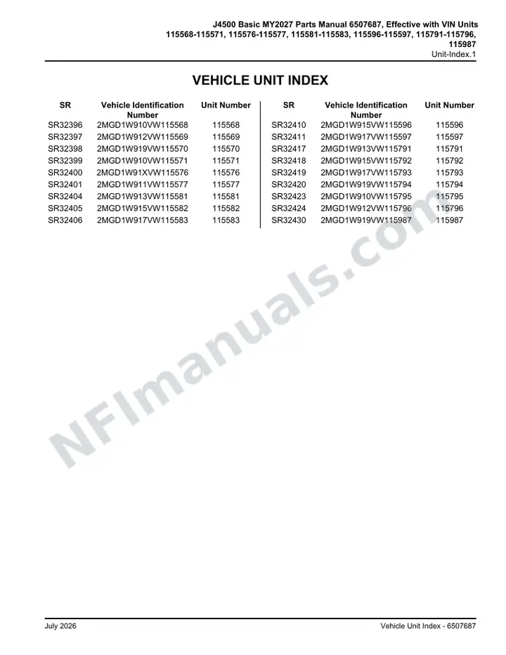 6507687 Parts Manual, J4500 BASIC MY2027 first-page preview