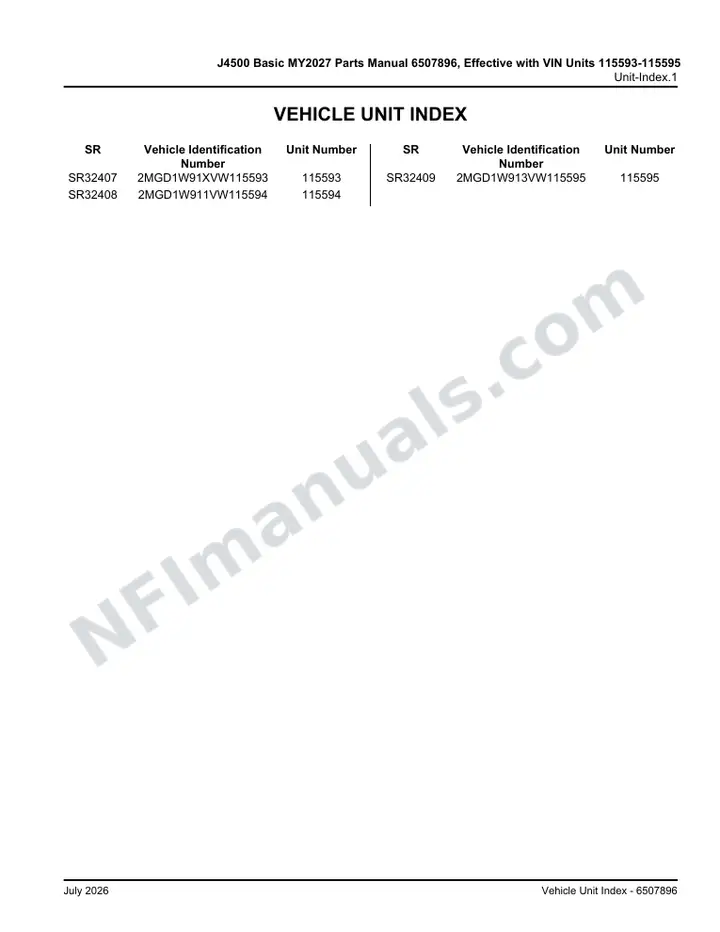 6507896 Parts Manual, J4500 BASIC MY2027 first-page preview