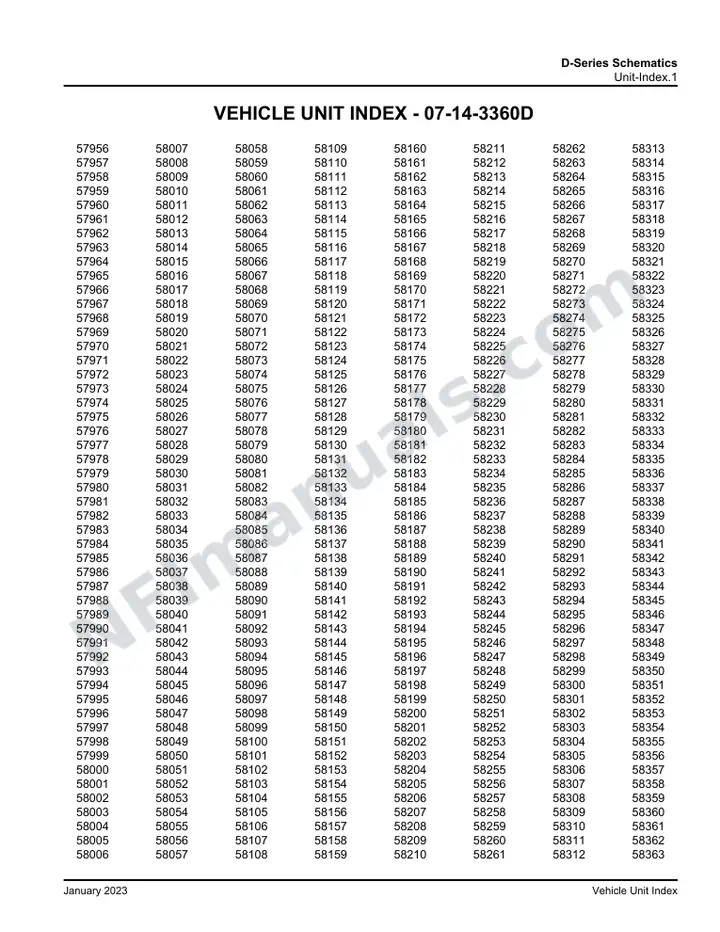 D4000/D4005 D-Series Schematics , 2009 for Units 57956-59138 first-page preview