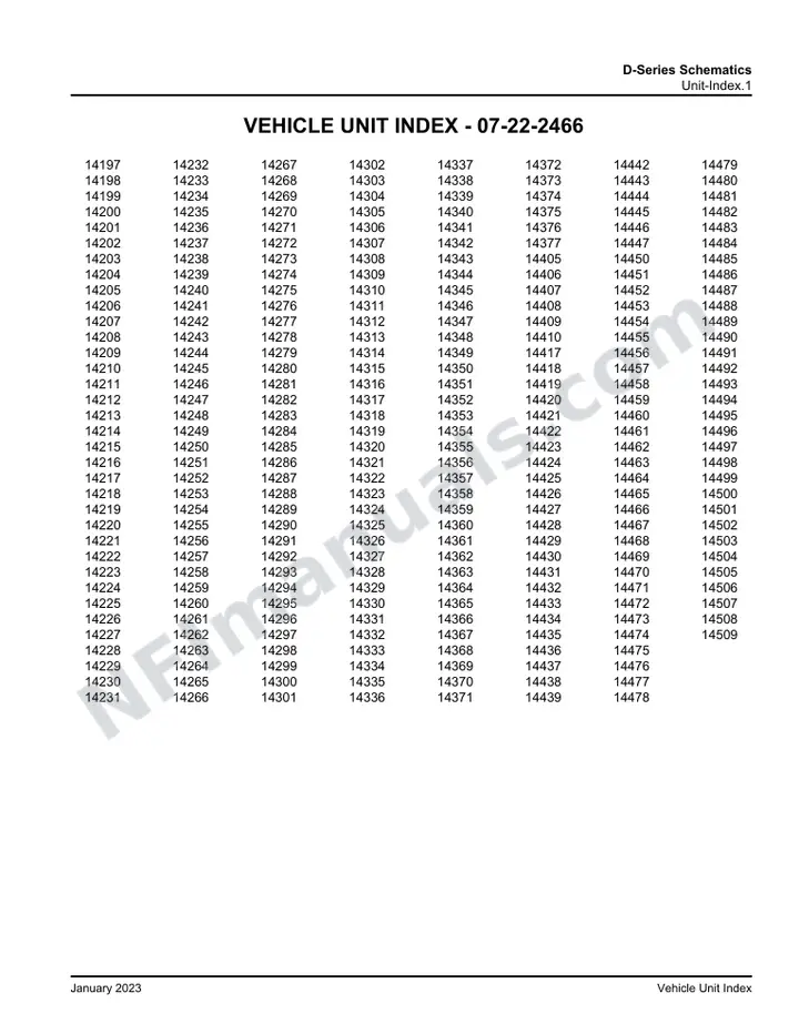 D4000/D4005/D4500/D4505 D-Series Schematics , 2016 for Units 14197-14377,14405-14410,14417-14439,14442-14447,14450-14509, first-page preview
