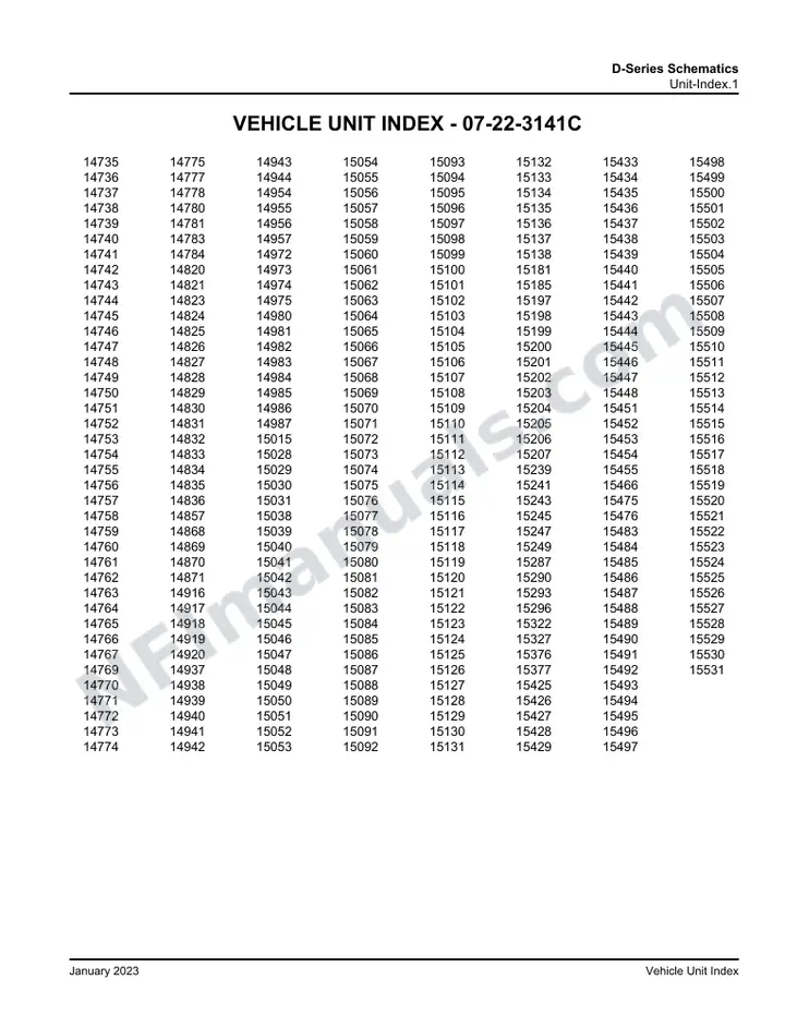 D4000/D4005/D4500/D4505 D-Series Schematics , 2017 for Units 14735-14767,14769-14775,14777-14778,14780-14781,14783-14784,14820-14821,14823-14836,14857,14868-14871,14916-14920,14937-14944,14954-14957,14972-14975,14980-14987,15015,15028-15031,15038-15138,15181,15185,15197-15207,15239,15241,15243,15245,15247,15249,15287,15290,15293,15296,15322,15327,15376-15377,15425-15429,15433-15448,15451-15455,15466,15475-15476,15483-15531 first-page preview