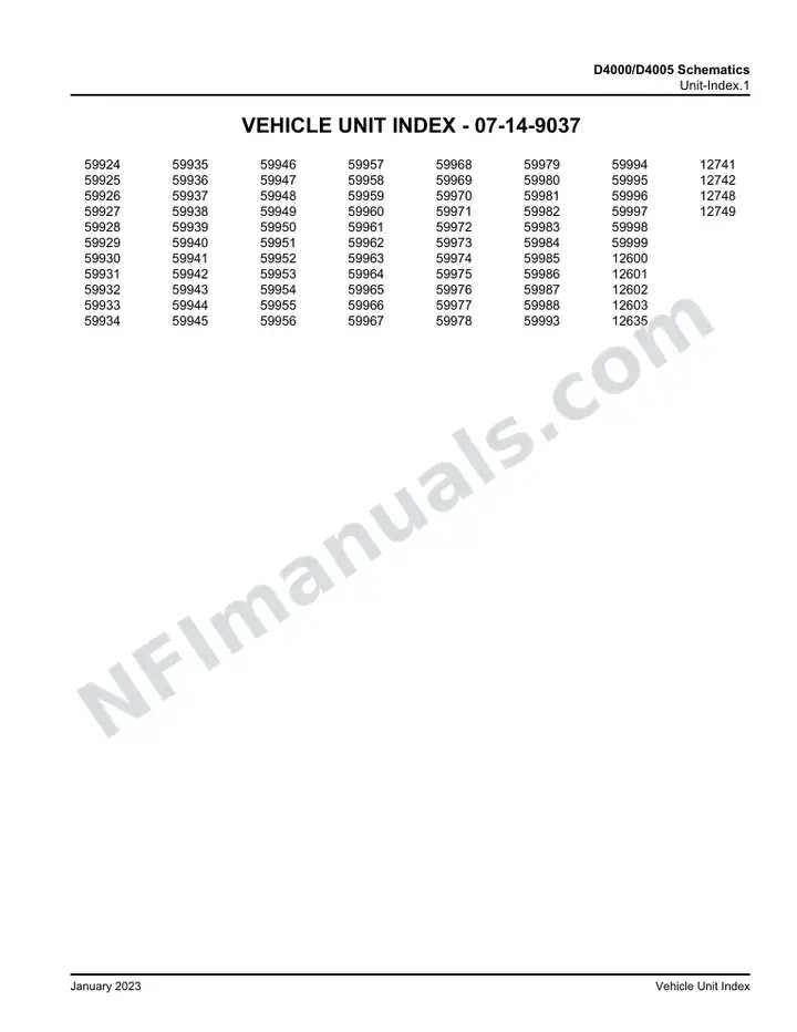 D4000/D4005 D4000/D4005 Schematics , 2012 for Units 12600-12603,12635,12741-12742,12748-12749,59924-59988,59993-59999 first-page preview