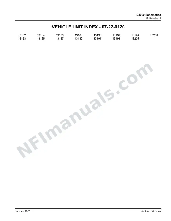 D40ISTV D4000 Schematics , 2013 for Units 13182-13194,13205-13206 first-page preview