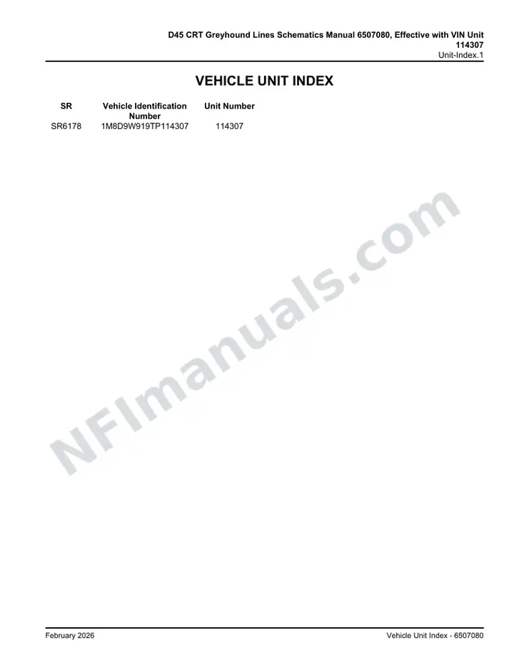 D45 CRT Greyhound Lines Schematics Manual 6507080, Effective with VIN Unit 114307 first-page preview