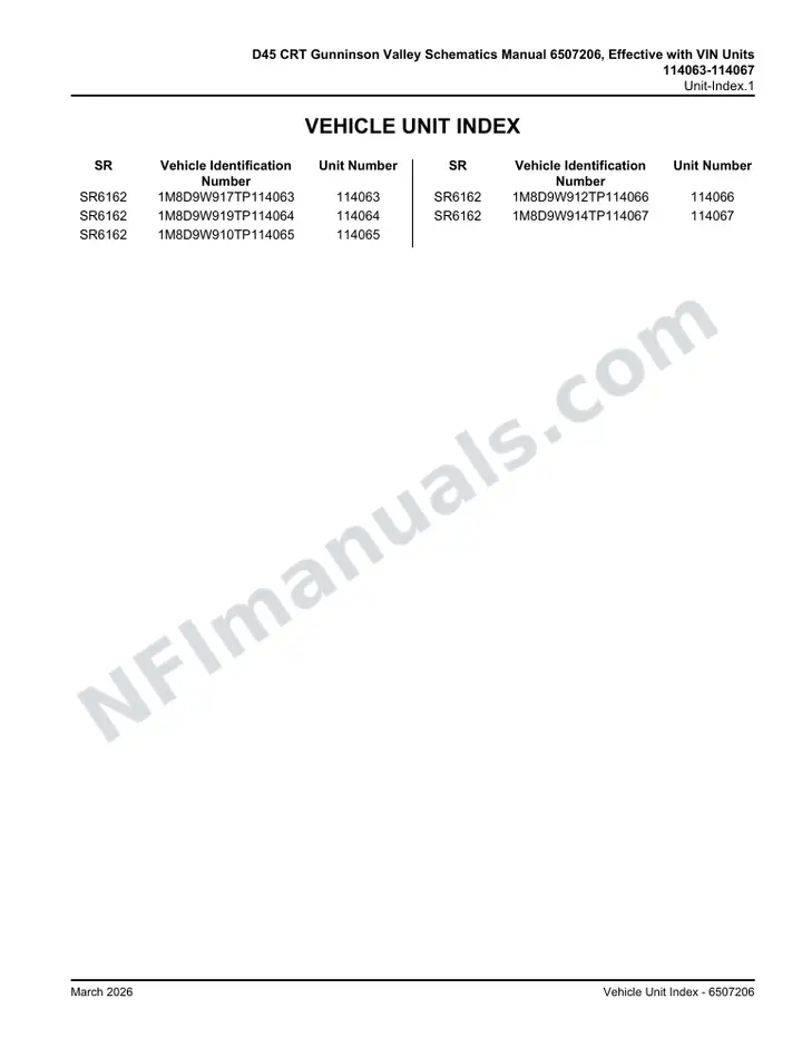 D45 CRT Gunninson Valley Schematics Manual 6507206, Effective with VIN Units 114063-114067 first-page preview