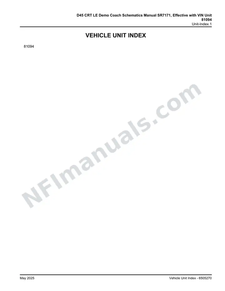 D45 CRT LE Demo Coach Schematics Manual SR7171, Effective with VIN Unit 81094 first-page preview