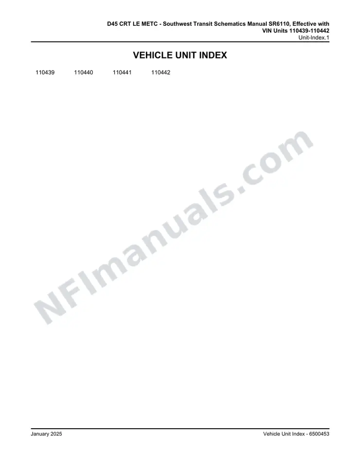 D45 CRT LE METC - Southwest Transit Schematics Manual SR6110, Effective with VIN Units 110439-110442 first-page preview