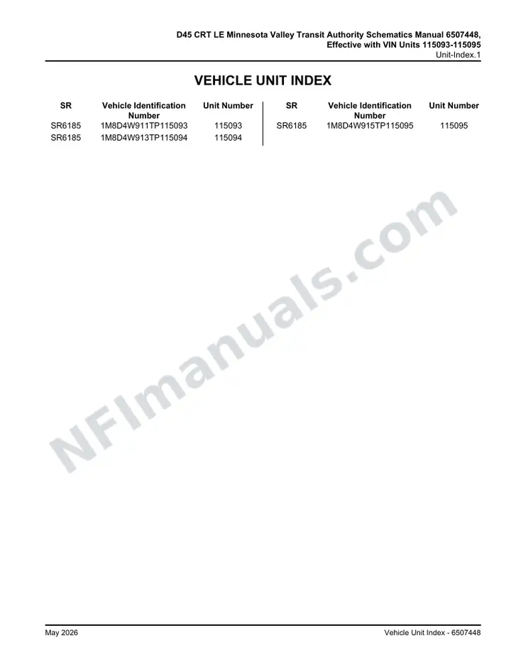 D45 CRT LE Minnesota Valley Transit Authority Schematics Manual 6507448, Effective with VIN Units 115093-115095 first-page preview