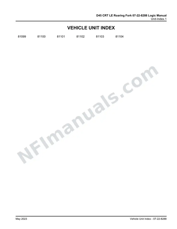 D45 CRT LE Roaring Fork 07-22-8288 Logic Manual, 2021 for Units 081099-081104 first-page preview