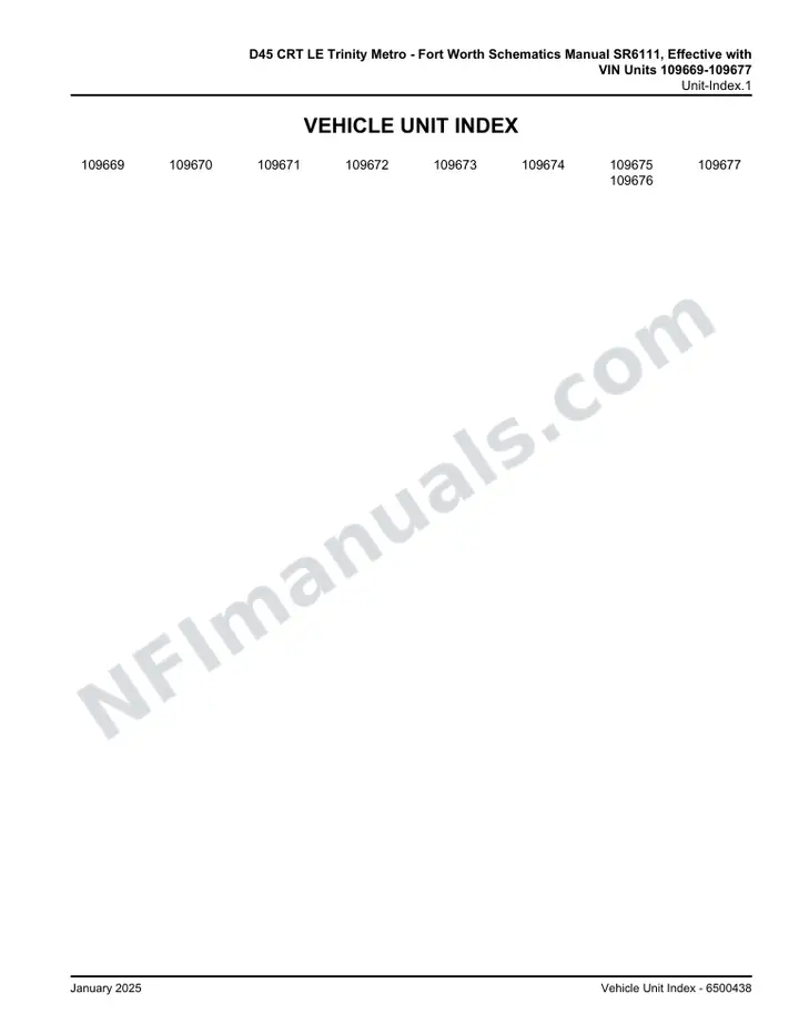 D45 CRT LE Trinity Metro - Fort Worth Schematics Manual SR6111, Effective with VIN Units 109669-109677 first-page preview