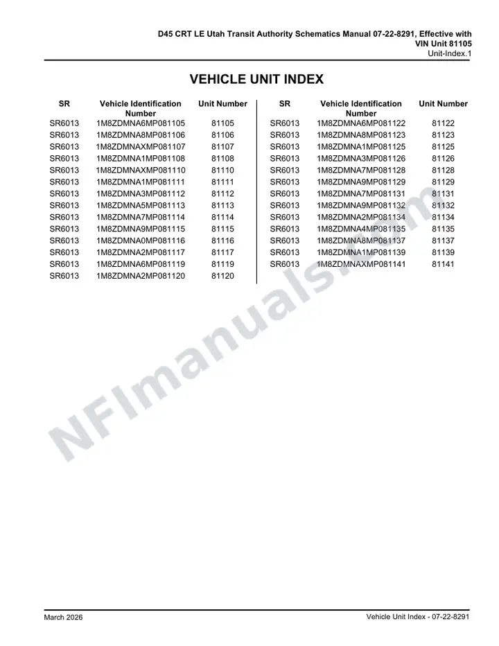 D45 CRT LE Utah Transit Authority SR6013 Schematics, 2021 for Units 081105-081108, 081110-081117, 081119-081120, 081122-081123, 081125-081126, 081128-081129, 081131-081132, 081134-081135, 081137, 081139, 081141 first-page preview