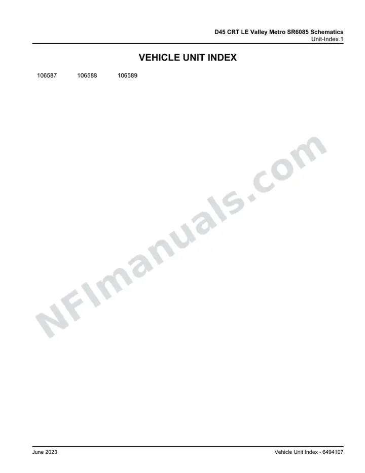 D45 CRT LE Valley Metro SR6085 Schematics, 2022 for Units 106587-106589 first-page preview