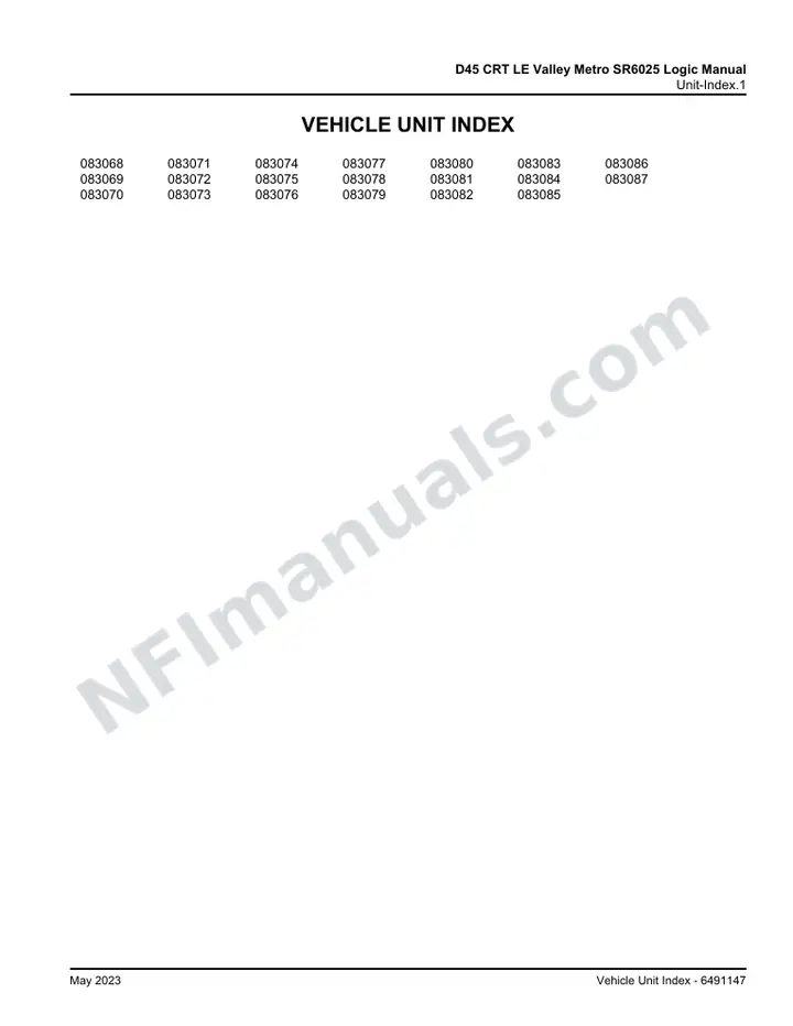 D45 CRT LE Valley Metro SR6025 Logic Manual, 2021 for Units 083068-083087 first-page preview