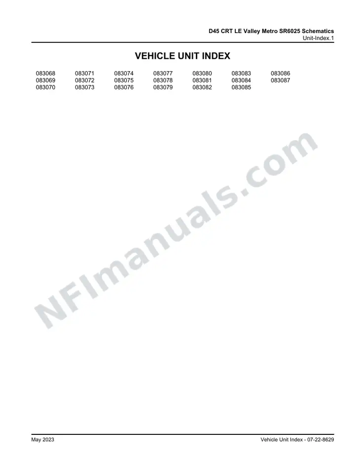 D45 CRT LE Valley Metro SR6025 Schematics, 2021 for Units 083068-083087 first-page preview