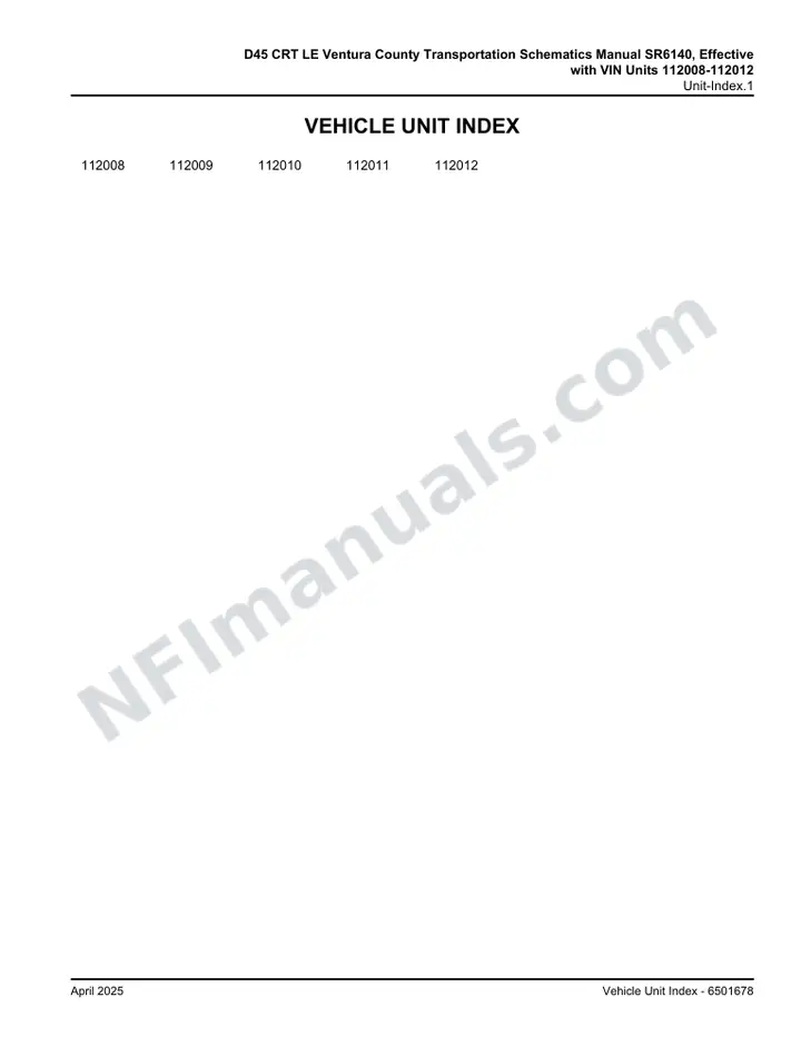 D45 CRT LE Ventura County Transportation Schematics Manual SR6140, Effective with VIN Units 112008-112012 first-page preview