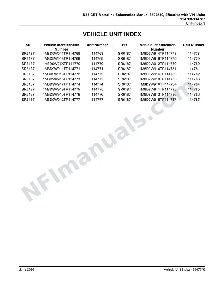 D45 CRT Metrolinx Schematics Manual 6507540, Effective with VIN Units 114768-114787 first-page preview