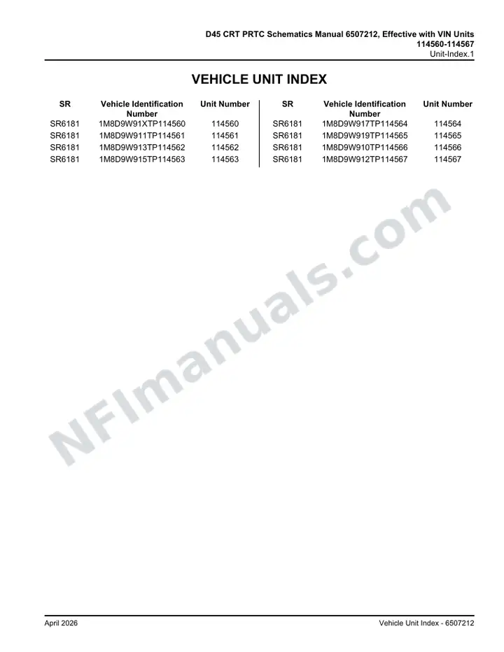 D45 CRT PRTC Schematics Manual 6507212, Effective with VIN Units 114560-114567 first-page preview