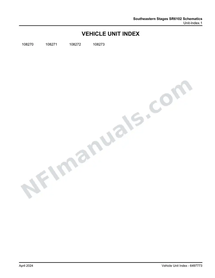 D45 CRT Southeastern Stages SR6102 Schematics, 2024 for Units 108270-108273 first-page preview