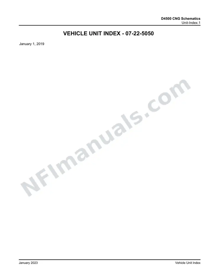 D4000/D4005/D4500/D4505 D4500 CNG Schematics , 2019 for Units January 1, 2019 first-page preview