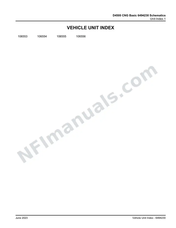 D4500 CNG Basic 6494230 Schematics, 2022 for Units 106553-106556 first-page preview