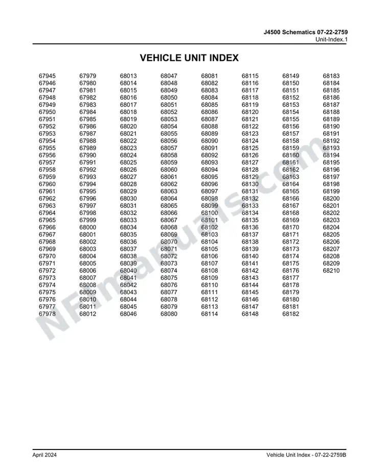 J4500 J4500 Schematics 07-22-2759 Schematics, 2016 for Units 67945-68210 first-page preview