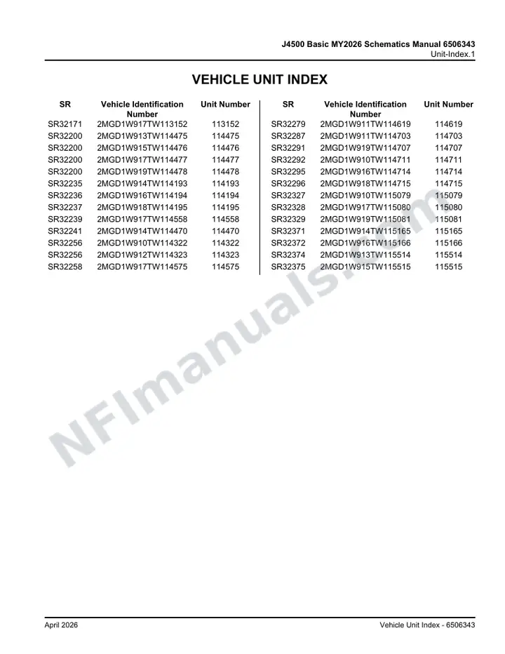 J4500 Basic MY2026 Schematics Manual 6506343, Effective with VIN Units 113152, 114193-114195, 114322-114323, 114470, 114619 first-page preview