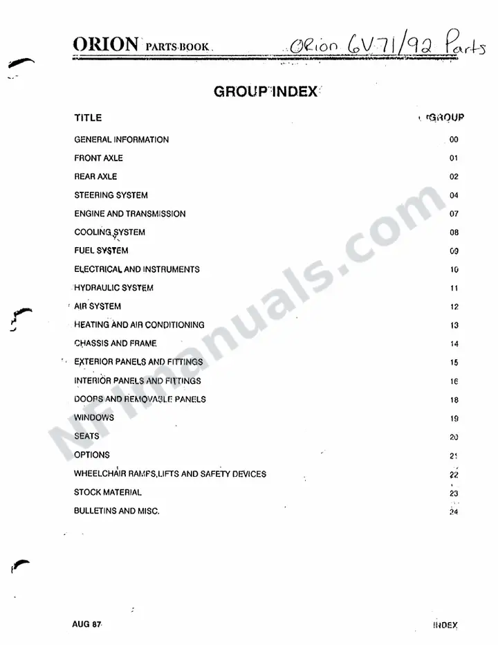 Orion 6V71_92 Parts Manual first-page preview