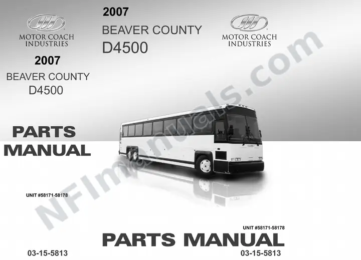 D4500 Beaver County Transit Authority Parts Manual 03 15 5813, Effective with VIN Units 58171 58178 first-page preview