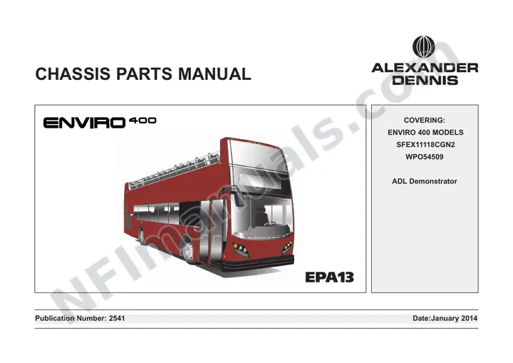 Big Bus Tours - New York, 2541 Chassis Parts Manual first-page preview