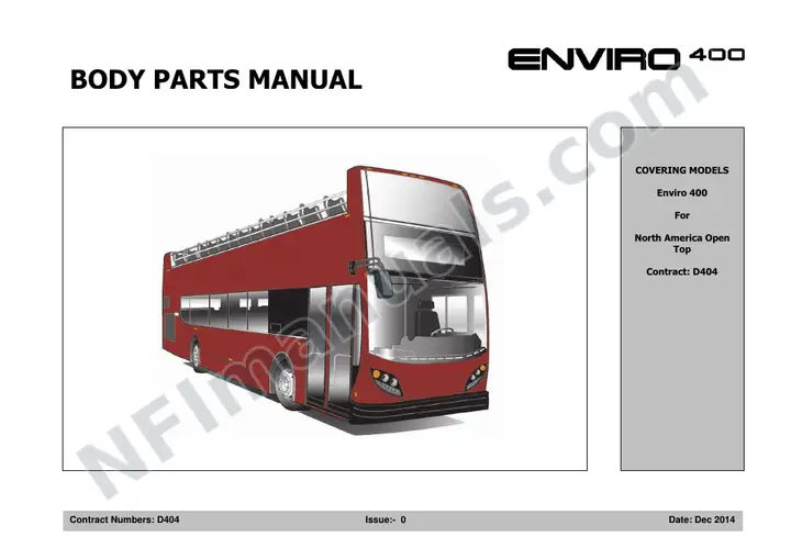 Big Bus Tours - New York, D404 Body Parts Manual first-page preview