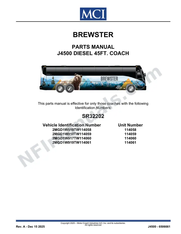 SR32202 Parts Manual, Brewster first-page preview