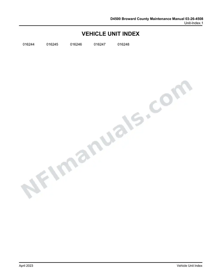 D4500 D4500 Broward County Maintenance Manual 03-26-4508, 2021 for Units 16244-16248 first-page preview