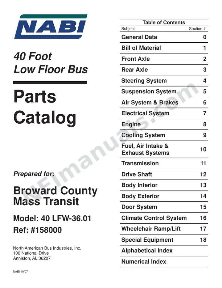 SR9127 (158000) Parts Manual, Broward first-page preview