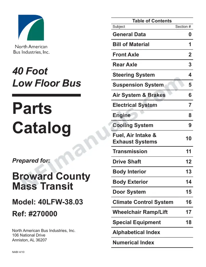 SR9219 (270000) Parts Manual, Broward first-page preview