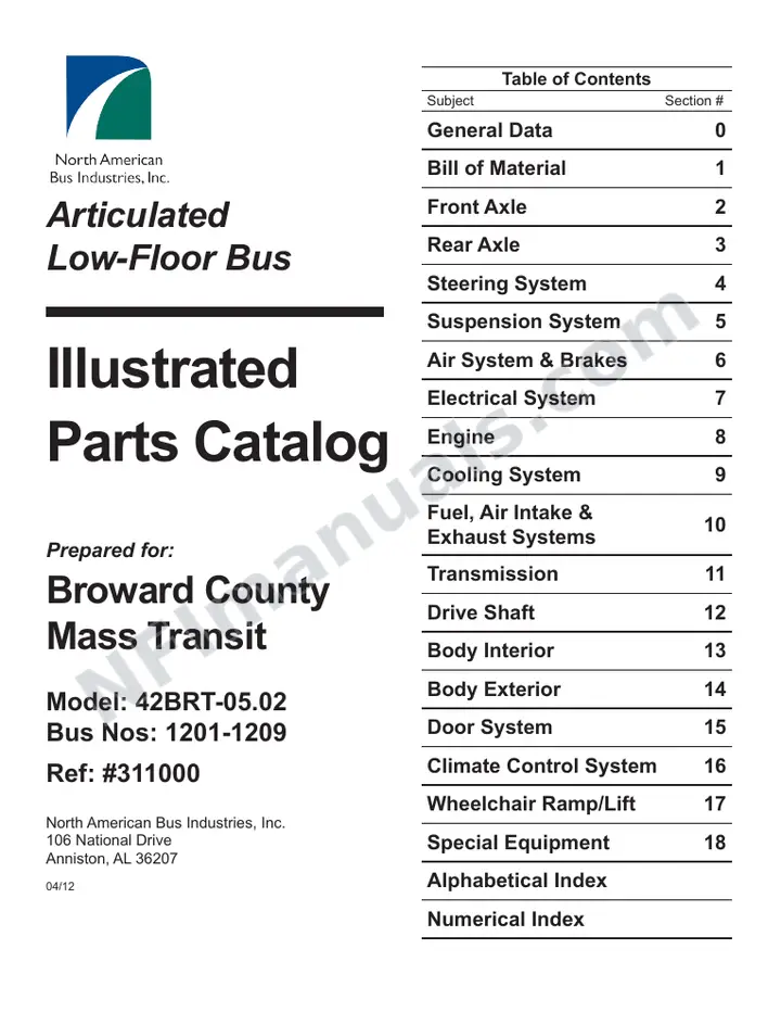 SR9259 (311000) Parts Manual, Broward first-page preview