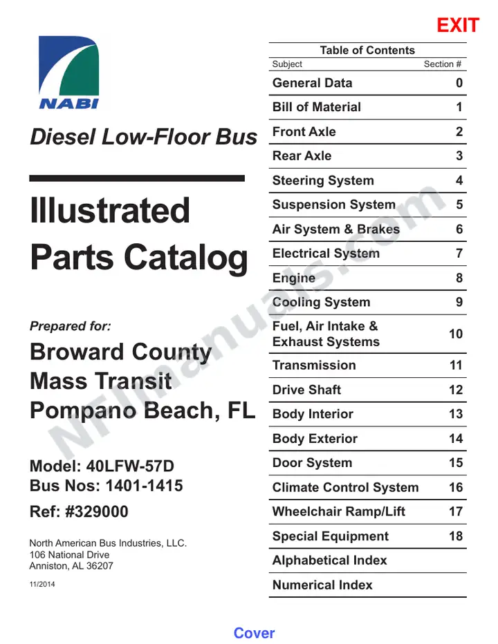 SR9282 (329000) Parts Manual, Broward first-page preview
