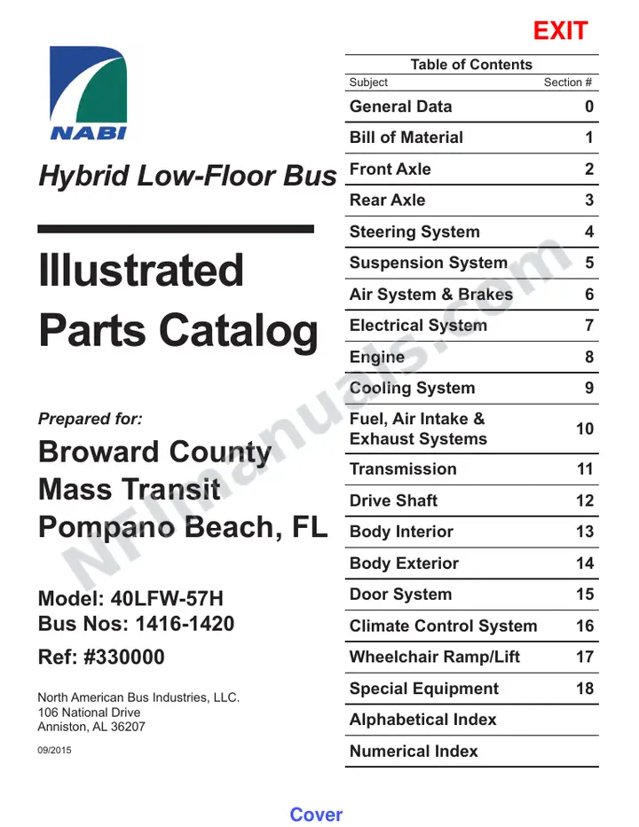 SR9283 (330000) Parts Manual, Broward first-page preview