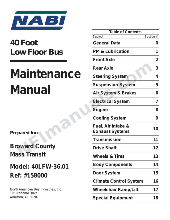 SR9127 (158000) Service Manual, Broward County Transit first-page preview