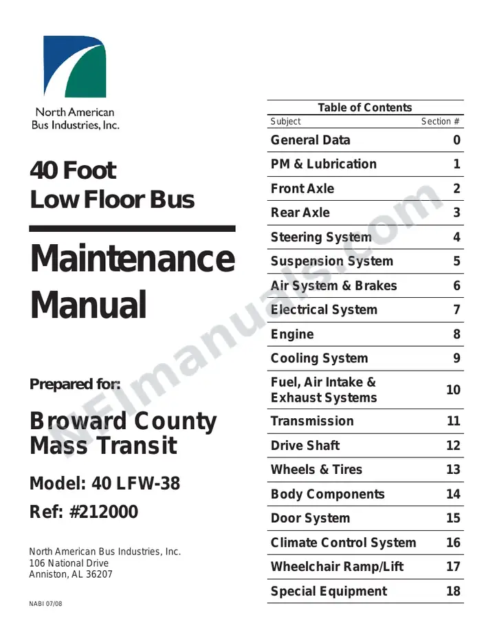 SR9167 (212000) Service Manual, Broward County Transit first-page preview
